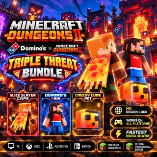 Minecraft Dungeons II - Domino’s 3 Item Bundle Skin Cape Pet All Platforms