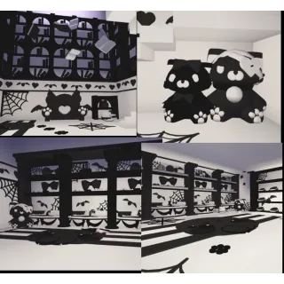 Adopt me black & white bat cat build