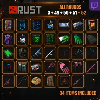 Rust Twitch & Kick Drops - All Available Rounds - 34 Items/Skins
