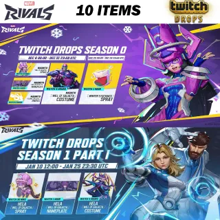 Marvel Rivals Twitch Drops - All Available 10 Items - S1 + S0 Rewards