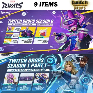 Marvel Rivals Twitch Drops - All Available 9 Items - S1 + S0 Rewards