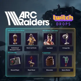 Arc Raiders | 8 Items Twitch Drops | Emote + Facestyle + 3 Charms + Backpack Attachment