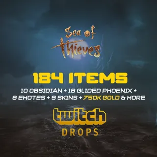 Sea of Thieves - 184 ITEMS Twitch Drops - Obsidian Rug/Phoenix/EWR