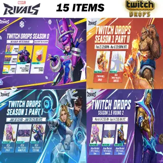 Marvel Rivals Twitch Drops - All Available 15 Items - S1.5 + S1 + S0 Rewards