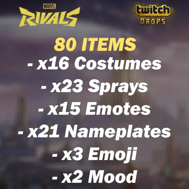 Marvel Rivals Twitch Drops - ALL POSSIBLE DROPS 80 Items | 15 COSTUMES ...
