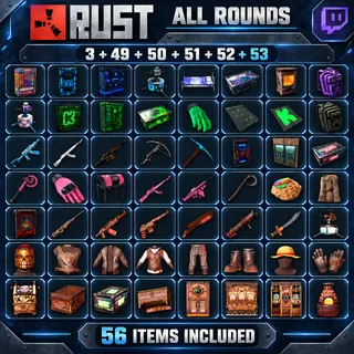 Rust Twitch & Kick Drops - All Available Rounds - 56 Items/Skins