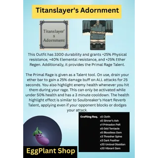 Deepwoken x1 Titanslayer's Adornment 