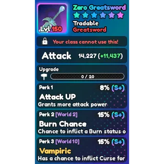 World Zero zero weapons [Zero Greatsword]