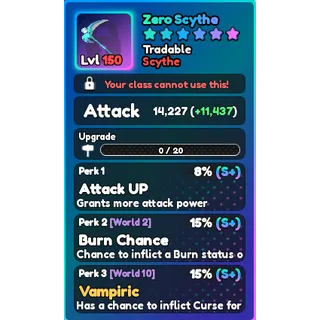 World Zero zero weapons [Zero scythe]