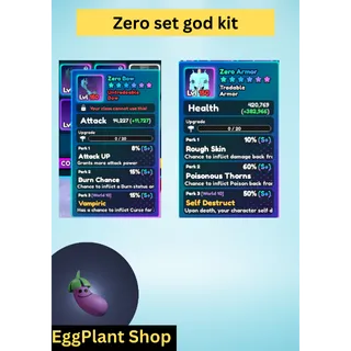 World zero zero God set x1 zero God Armor Self Destruct x1 weapons you can choose