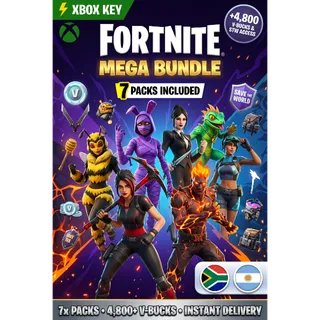 Fortnite: Mega Bundle 7x Packs (Rogue Scout + Heartbreak + 5x ZA Packs) + 4,800 V-Bucks [Xbox Keys] 🎮 Instant Codes