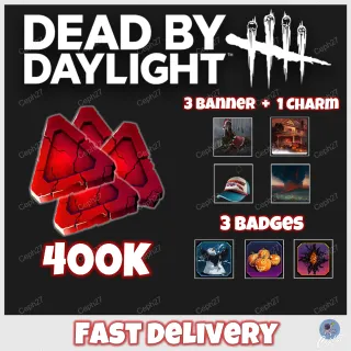 Dead by Daylight - 400K Bloodpoints + 4 Badges + 3 Banner + 3 Charms - Twitch Drops - AUTOMATIC DELIVERY