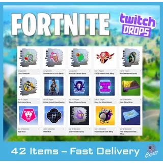 Fortnite Twitch Drops - Backs + Wraps + Sprays + MORE - 42 Items