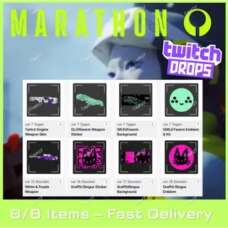 Marathon Twitch Drops - Weapon Skin + Emblems + More - ALL 8/8 Items