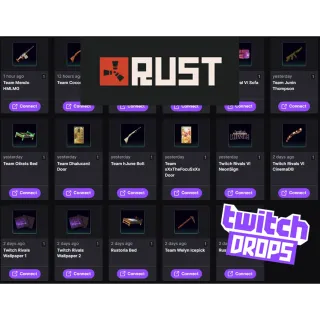Rust Twitch Drops - Round 45 - AUTOMATIC DELIVERY - ALL 17/17 Items/Skins