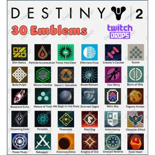 Destiny 2 Twitch Drops - ALL 31/31 Emblems Bundle