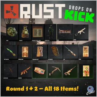 Rust KICK Drops - Round 1 + 2 - AUTOMATIC DELIVERY - ALL 18/18 Items/Skins - Hazmat Suit + Rustmas!