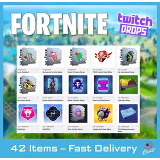 Fortnite Twitch Drops - Backs + Wraps + Sprays + MORE - 42 Items