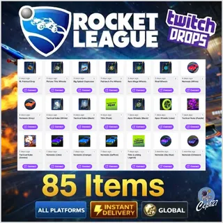 Rocket League Twitch Drops - Wheels + Splashes + Paintings + More - 85 Items/Skins - AUTOMATIC DELIVERY