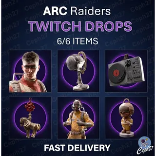 ARC Raiders Twitch Drops - 3x Backpack Charm + Eye Band + Vintage Mic + Emote - All 6/6 Items