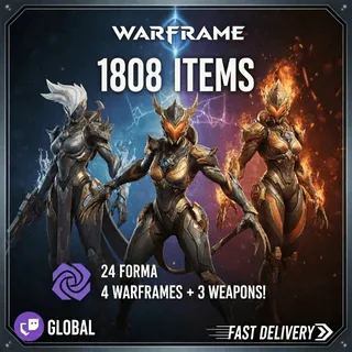 Warframe Twitch Drops - Saryn Prime + Valkyr Prime + Ember + Nyx + 3 Weapons + 24 Forma + MORE - 1808 Items