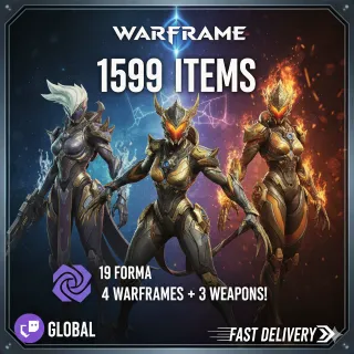 Warframe Twitch Drops - Saryn Prime + Valkyr Prime + Ember +Nyx + 3 Wepaons + 19 Forma + MORE - 1599 Items