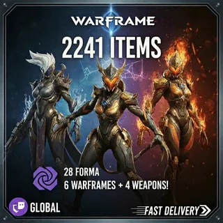 Warframe Twitch Drops - Saryn Prime + Valkyr Prime + Mesa Prime + Dante + 4 Weapons + 28 Forma + MORE - 2241 Items