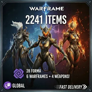 Warframe Twitch Drops - Saryn Prime + Valkyr Prime + Mesa Prime + Dante + 4 Weapons + 28 Forma + MORE - 2241 Items