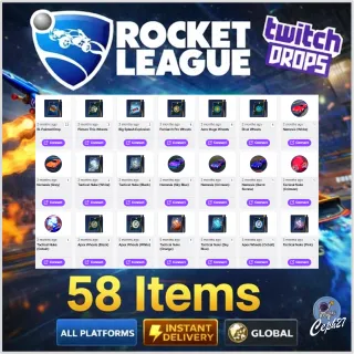 Rocket League Twitch Drops - Wheels + Splashes + Paintings + More - 58 Items/Skins - AUTOMATIC DELIVERY