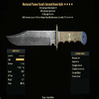 Nocturnal +40% Weapon Speed +3 Strength Tarnished Bowie Knife