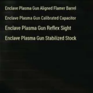 Enclave Plasma Gun Mods ( Aligned Flamer Barrel, Calibrated Capacitor, Stabilized Stock, Reflex Sight)