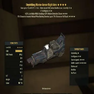 Unyielding+2 Intelligence Secret Agent's Battle-Loader's Marine Armor Right Arm