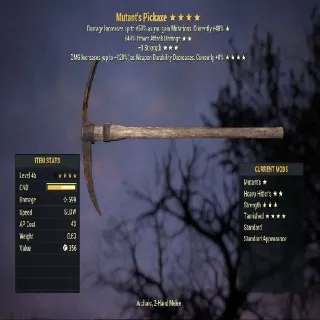 Mutant's +40% Power Attack Damage +3 Strength Tarnished Pickaxe