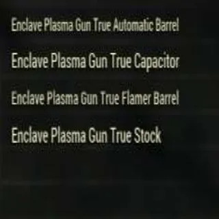 Enclave Plasma Gun Mods ( True Flamer Barrel, True Automatic Barrel, True Stock, True Capacitor)