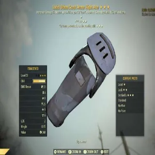 Lucid +2 Luck Sentinel's Urban Scout Armor Right Arm