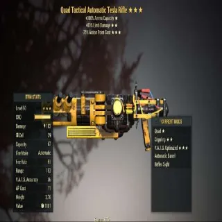 Quad +50% Limb Damage -%35 Action Point Cost Tesla Rifle