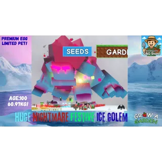 ⛄HUGE NIGHTMARE FESTIVE ICE GOLEM|60.97 KG!|🌱GROW A GARDEN🌱