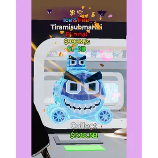 Secret Ice & Fire Tiramisubmarini Eternal 990M/s 2x Trait Fortnite Steal The Brainrot (Fast Delivery)