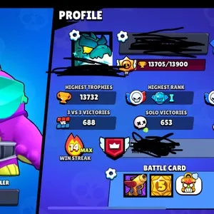 Brawl Stars 13000 trophies , skins and max characters