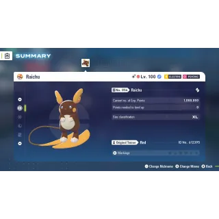 🌟6 IVs Shiny Alpha Battle Ready Alolan Raichu | Pokémon Legends: Z-A | Mega Dimension DLC🌟