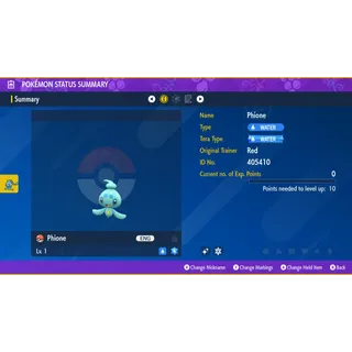 🌟6 IVs Shiny Phione | Pokémon Scarlet & Violet🌟