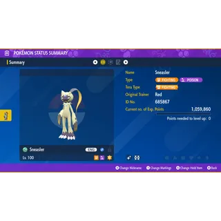 🌟6 IVs Shiny Battle Ready Sneasler | Pokémon Scarlet & Violet🌟 Competitive