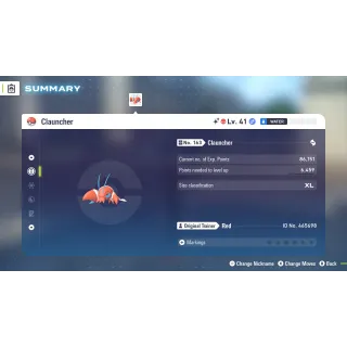 🌟6 IVs Shiny Alpha Clauncher | Pokémon Legends: Z-A🌟