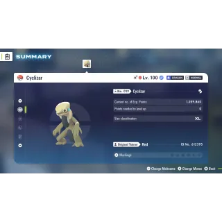 🌟6 IVs Shiny Alpha Battle Ready Cyclizar| Pokémon Legends: Z-A | Mega Dimension DLC🌟