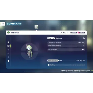 6 IVs Non-Shiny Battle Ready Meloetta| Pokémon Legends: Z-A | Mega Dimension DLC