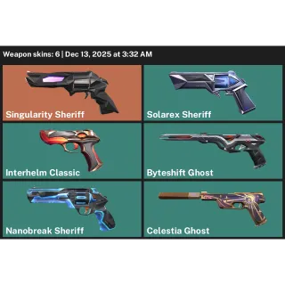 EU Full Access ACC| 6 Skins Singularity Sheriff + Solarex Sheriff + Interhelm Classic +Nanobreak Sheriff + Celestia Ghost 