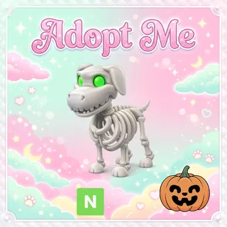 Neon Halloween White Skeleton Dog - Adopt Me