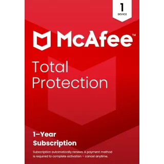 McAfee Total Protection 1 year - 1 device instant delivery