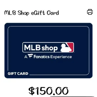 $150.00 MLB SHOP gift Card