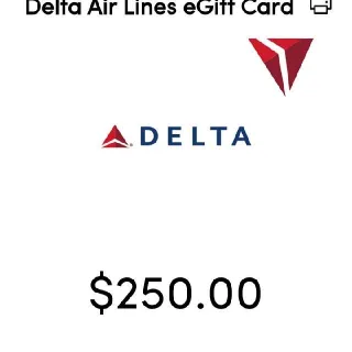 $250.00 Delta Airline Gift Card